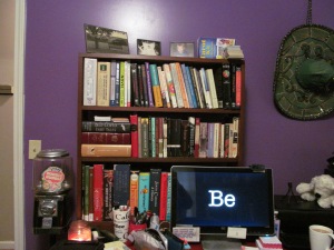 Bookcase on desk